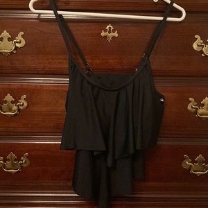 Black Tankini Top with Ruffles - New Without Tags - Medium